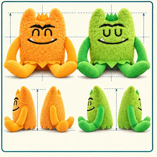 Proposed character-detail drawing: Expressive mascot pair