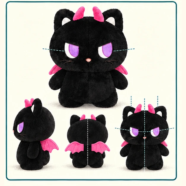 Proposed character-detail drawing: Horned fantasy cat