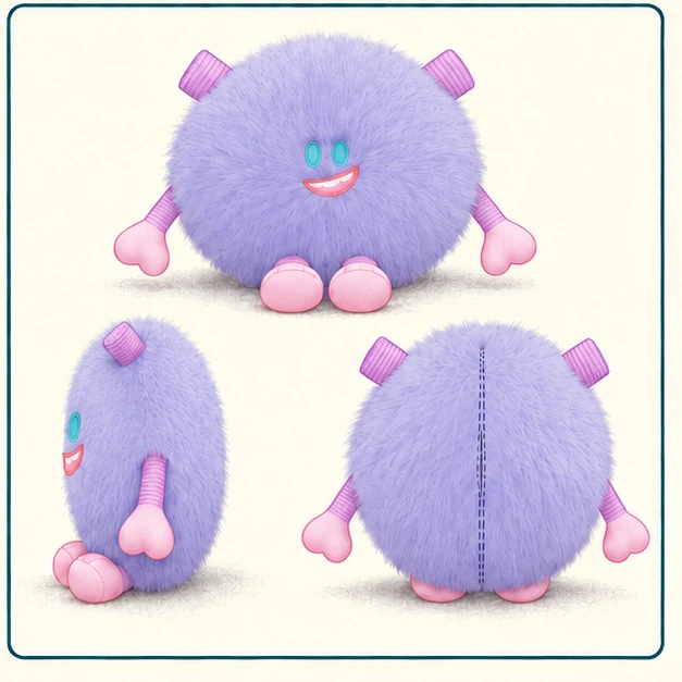 Proposed character-detail drawing: Lavender fur creature