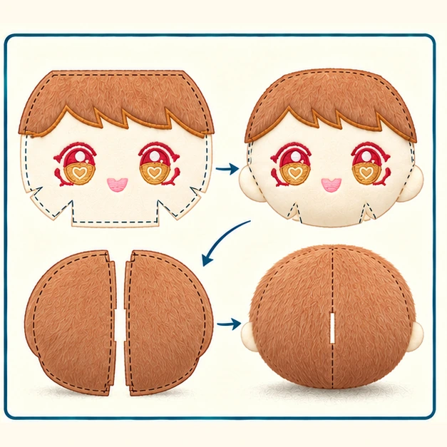 Doll face and fringe prepared flat followed by progressive shaping, rear hair panels and a short rear opening